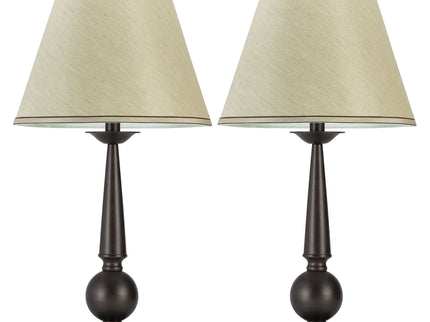 Table Lamps With Cone Shade (Set of 2) - Beige / Brown