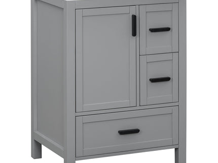 Bathroom Vanity With Sink, Soft Close Door, Double Layer Door Shelf And 3 Drawers - Gray