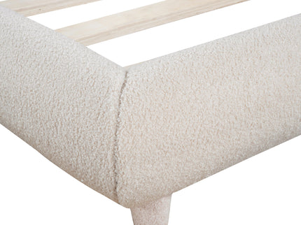Upholstered Platform Bed With Thick Solid Frame And Stylish Curve-Shaped Design