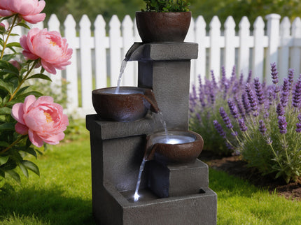 LED Waterfall Fountain Outdoor For Garden - Gray