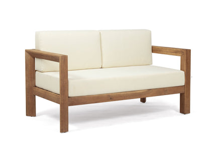 2 Piece Patio Set With Open-Back Loveseat And Coffee Table - Beige / Brown