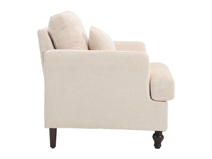 Modern Mid Century Wood Frame Armchair With Tufted Design