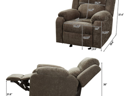 Upholstered Manual Recliner Chair With 3 Adjustable Backrest Positions