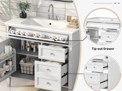 Bathroom Vanity & Top Sink, Modern Bathroom Storage Cabinet With 2 Drawers And A Tip-Out Drawer