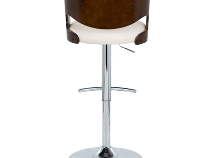 Pino - Mid-Century Modern Adjustable Barstool With Swivel With Rounded T Footrest (Set of 2) - Chrome / Cherry / White