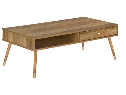 Coffee Table, Accent, Cocktail, Rectangular, Storage, Living Room, Wood Legs, Mid Century - Walnut