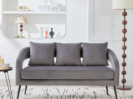 Open Back Loveseat Settee With 3 Pillows