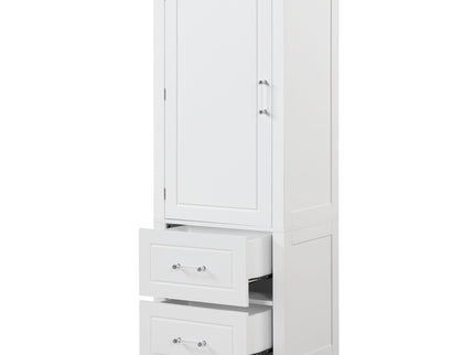 Tall Freestanding Bathroom Storage Cabinet With 2 Drawers And Adjustable Shelf