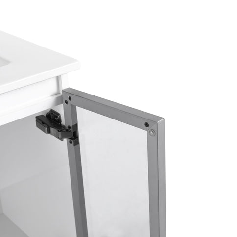 Wall Mounted Bathroom Vanity With Sink, 2 Soft Close Doors, Cabinet & Half Door