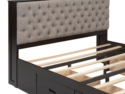 Platform Bed With Storage Headboard, Shoe Rack And 4 Drawers