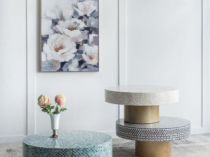 Unique Capiz Coffee Table & Pedestal Base