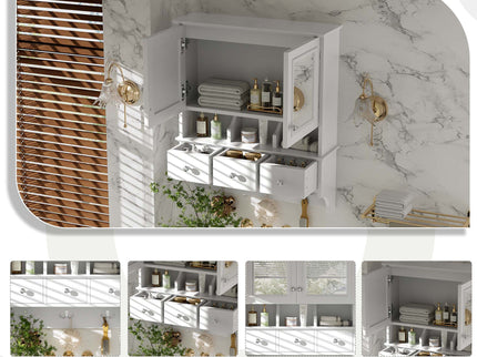 Modern Bathroom Mirror Cabinet With Drawers, Organizer Hooks, And High-Definition Mirrors
