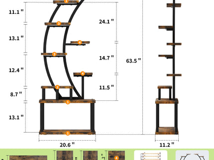 9 Tiered Indoor Plant Stand With 5 Adjustable Grow Lights