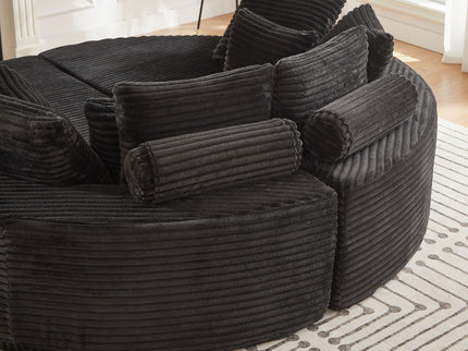 Round Oversized Sofa Bed With 5 Throw Pillows