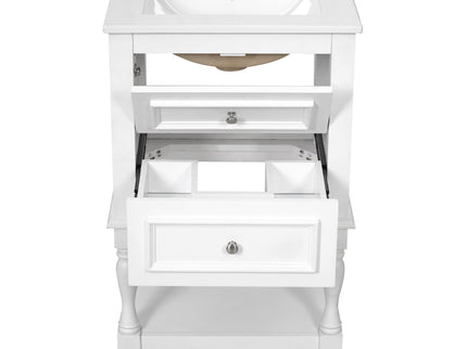 Retro Design Bathroom Vanity With Sink, 2 Drawer Storage Cabinet
