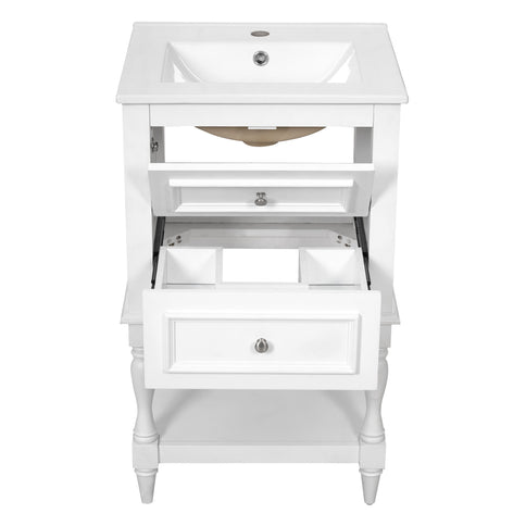 Retro Design Bathroom Vanity With Sink, 2 Drawer Storage Cabinet