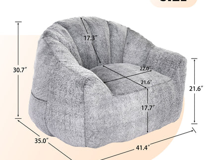 Beanbag Chair, Beanbag Sofa Chair With Armrests Stuffed High Density Foam
