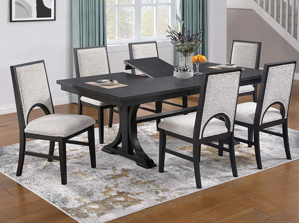 Rectangle Dining Table With Butterfly Leaf, Trestle Base - Charcoal