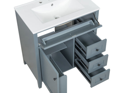 Bathroom Vanity With Sink, 3 Drawers And Adjustable Shelf