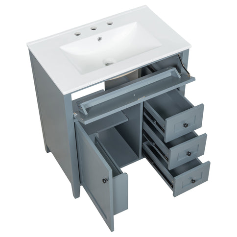 Bathroom Vanity With Sink, 3 Drawers And Adjustable Shelf