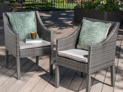 Outdoor Rattan Dining Chair With Straight Legs And Sloped Arms (Sey of 2)
