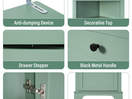 Tall Storage Cabinet With 3 Drawers And Adjustable Shelves For Bathroom