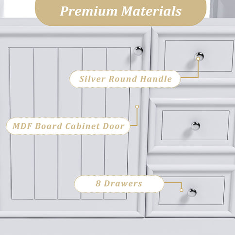 36" Bathroom Vanity With 1 Cabinet And 3 Drawers 1, Storage Solution - White