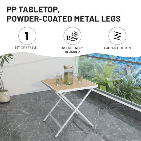 4 Piece Set Of Color Block Designed Single Chairs, Folding Square Table - Haze Green / Khaki / White