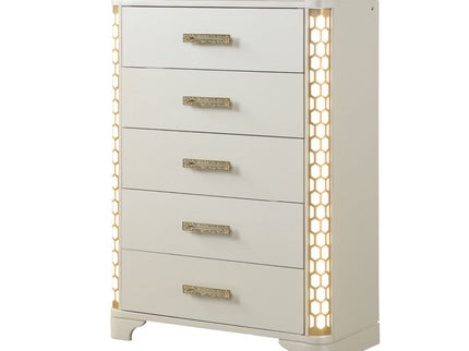 Jasmine - 5 Drawer Chest With Side LED Lightning - Beige