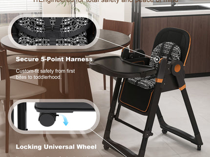 Convertible Baby High Chair To Rocker With 5 Point Harness