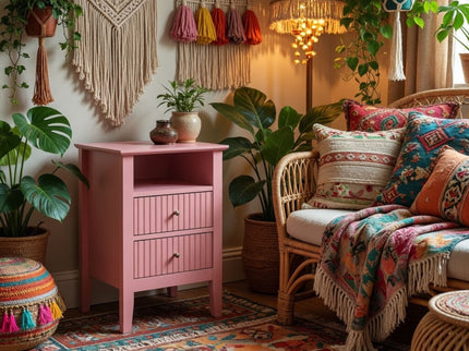 Fluted Nightstand With 2 Drawers