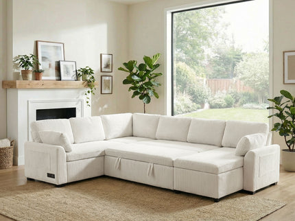 Convertible U-Shaped Sectional Sofa Bed With Reversible Chaise