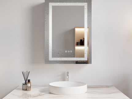 Bathroom Medicine Cabinet With LED Mirror, Anti-Fog, Waterproof, 3000K~6000K Single Door Lighted Bathroom Cabinet With Touch Swich