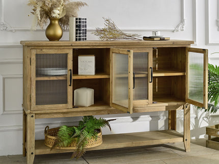 Rectangle Accent Sideboard Cabinet With Storage Shelf, Cabinet For Kitchen - Natural Wood