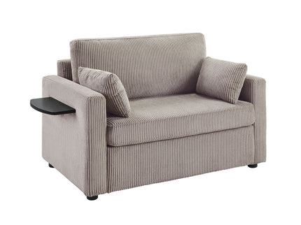 Sleeper Sofa With Foldable Mattress, USB Ports, Side Table & Storage Pocket
