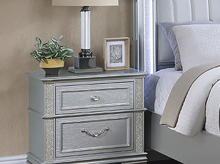 2 Drawers Nightstand With Front Decorative Knobs - Gray