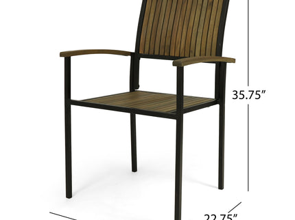 Vermilion - Outdoor Dining Chair With Vertical Slat And Wooden Arm