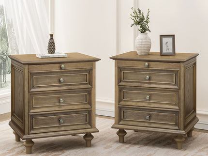 Nightstands With 4 Drawer, Storage End Table With Hidden Pull Out Shelf