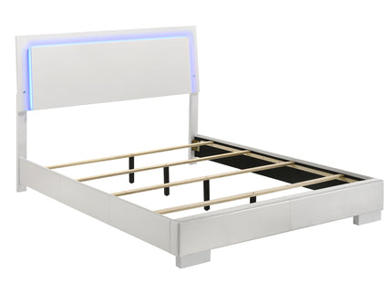 August - 6 Piece Queen Panel Bedroom Set With LED Lighting - White