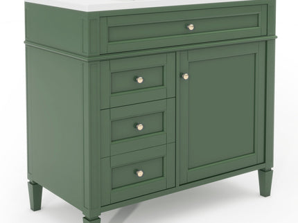 Bathroom Vanity With Top Sink, 2 Drawers And Tip Out Drawer, Rectangular Design