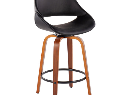 Fabrico - Mid Century Modern Fixed Height Counter Stool And Round Footrest (Set of 2)
