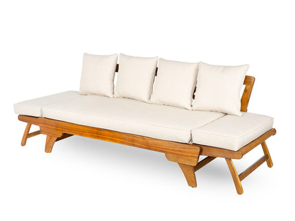 Outdoor Patio Daybed Sofa, 3 Seat Sofa With Foldable Arm 4 Back Pillows