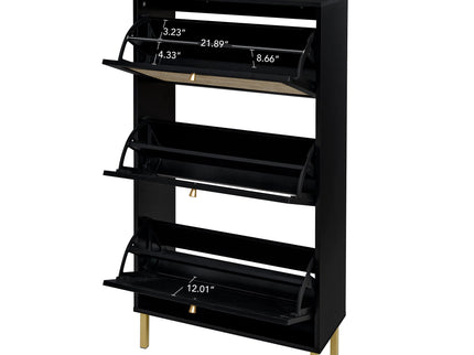 Modern Rattan 3 Door Shoe Rack Cabinet For Entryway
