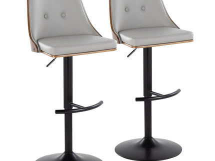 Gianna - Mid Century Modern Adjustable Barstool, Swivel With Rounded T Footrest (Set of 2)