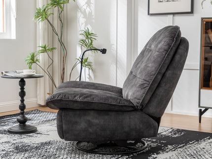 Modern Swivel Gliding Recliner Chair With Rocking Function And Phone Holder, Large Comfortable