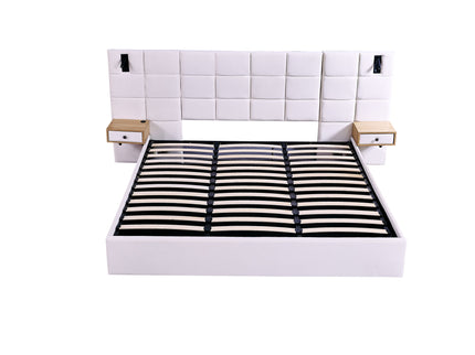 Upholstered Hydraulic Platform Bed With Storage Shelves, Reading Lamps, USB Port