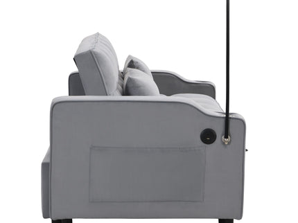 Modern Loveseat With Pullout Bed, Adjustable Reclining Backrest