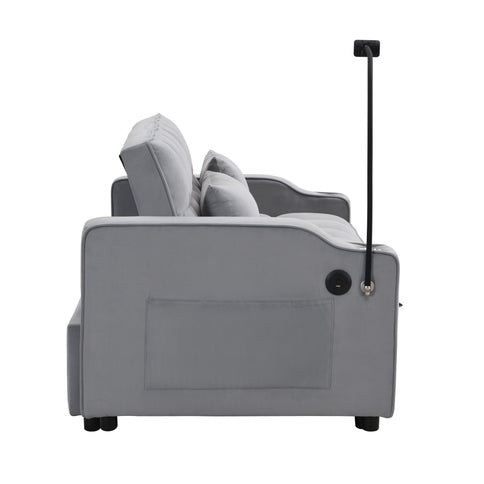 Modern Loveseat With Pullout Bed, Adjustable Reclining Backrest