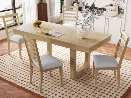 Farmhouse Wooden Kitchen Table With Removable Leaf