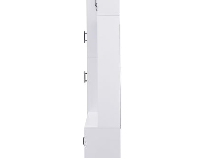 Tall Hall Tree With Shoe Storage, 4 In 1 Entryway Bench With 6 Cabinets, 4 Coat Hooks & Adjustable Shelf For Hallway - White